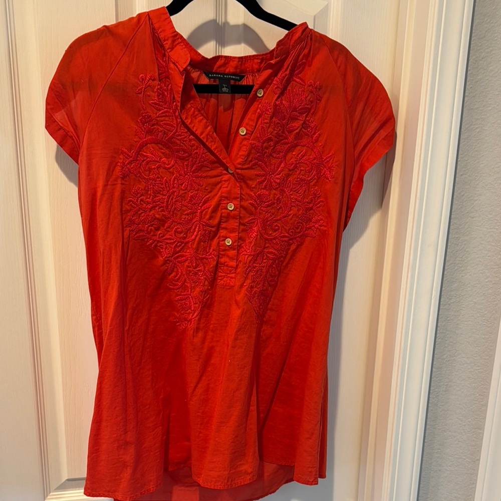 Embroidered Orange Women's Top